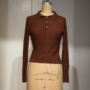 Kordal New York Alpaca and Silk Split Weave Knit Henley